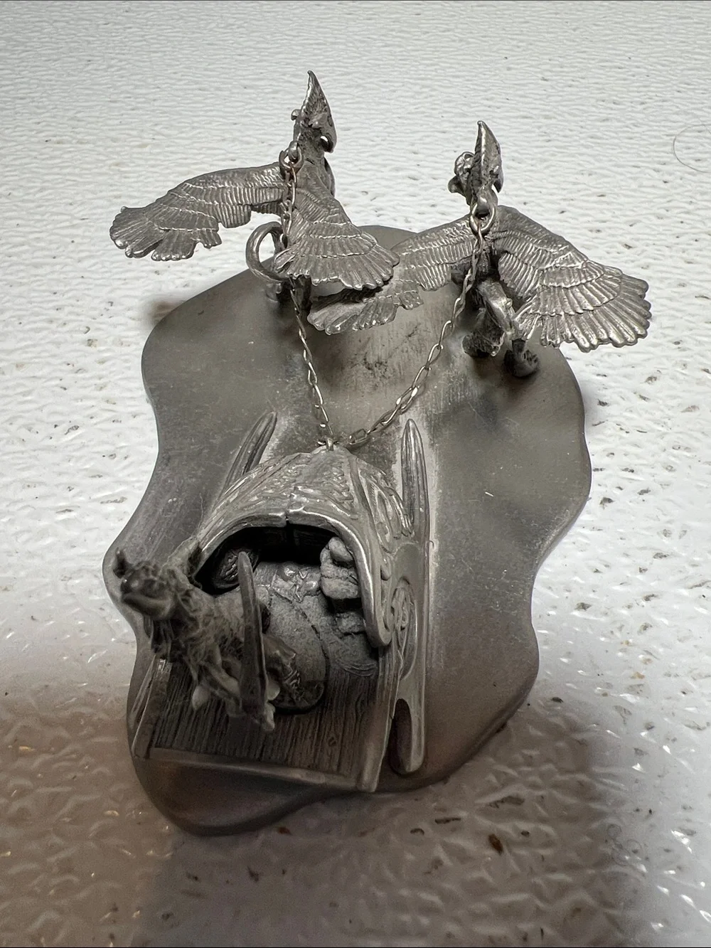 Vintage Partma Pewter 1987 Viking Sleigh Figurine - PP821 Rare
